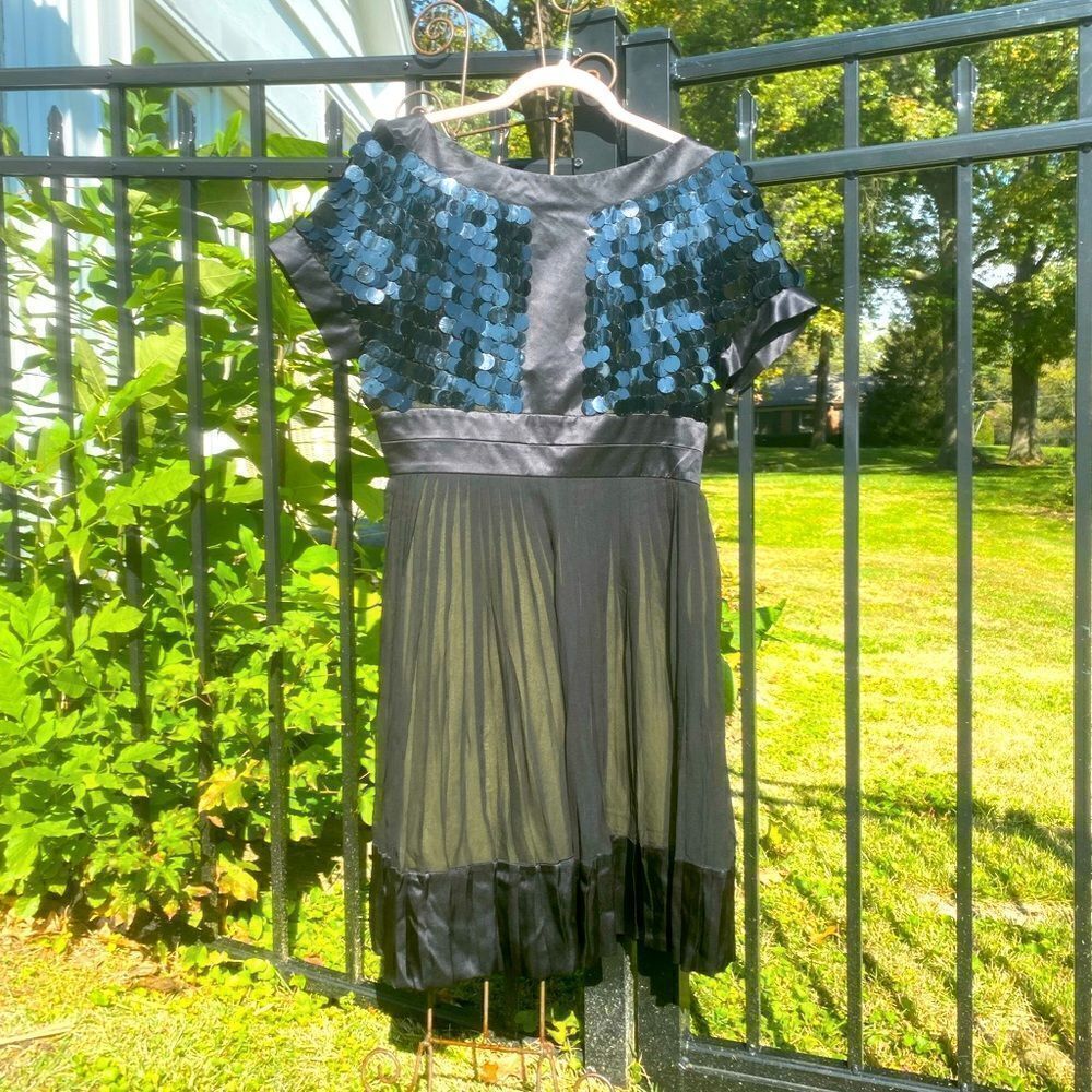 Just Cavalli Silk Pailette Embellished Pleated Dress NWT